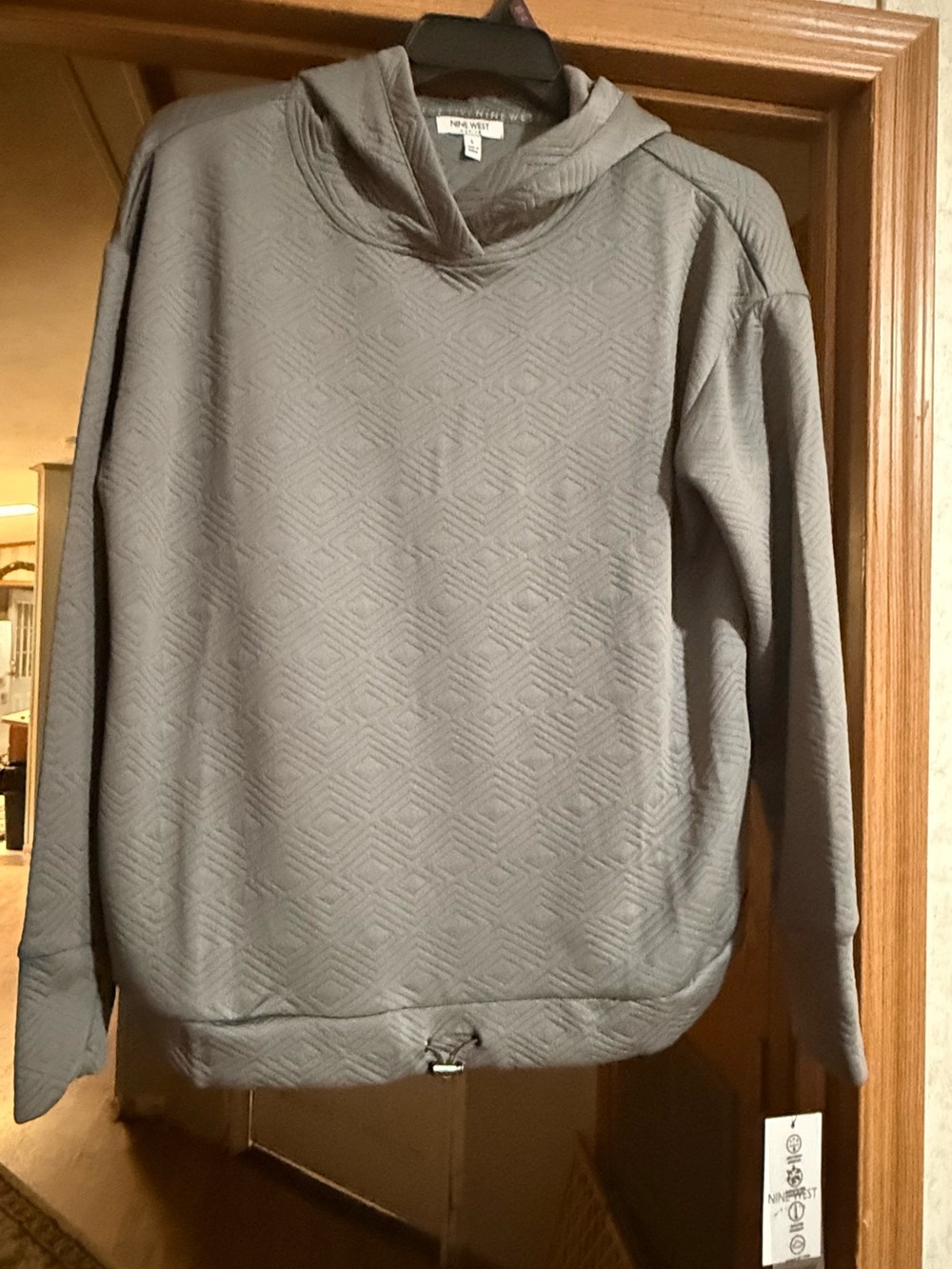 Nine West Men's Gray Textured Crewneck Hoodie